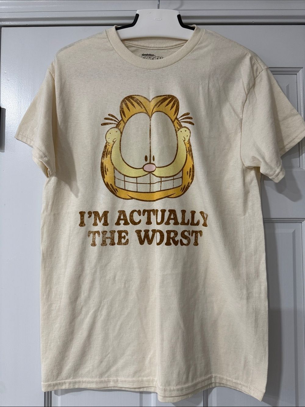 Nickelodeon Cream Graphic Tee with Yellow Garfield Print